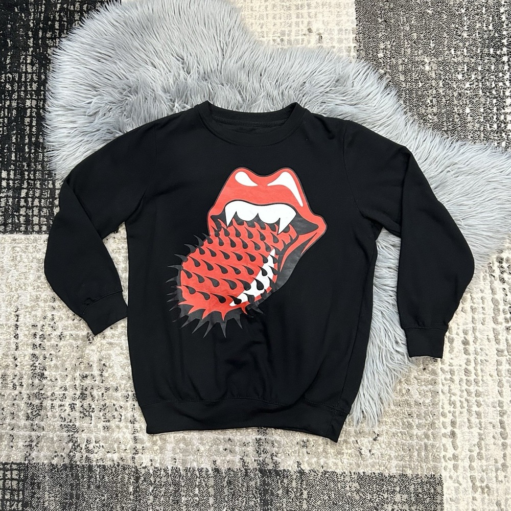 The Rolling Stones Fleece Lined Crewneck Band Graphic‎ Print Sweatshirt SZ Small